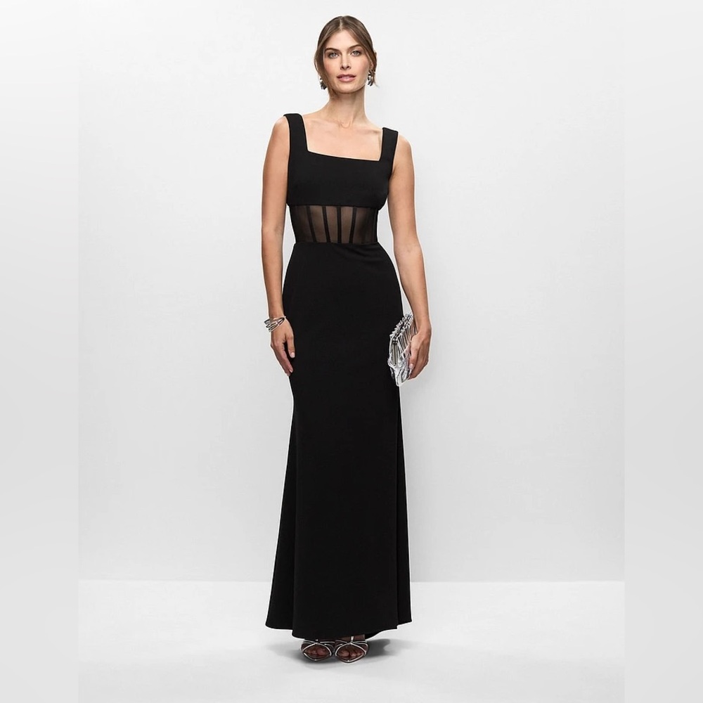 Betsy Adam | Sheer Panel Detail Dress